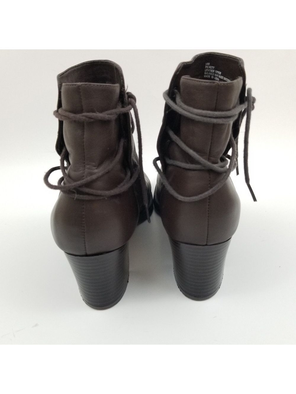Amanda Smith Brown Leather Block Heel Booties, Size 10M - Picture 12 of 16